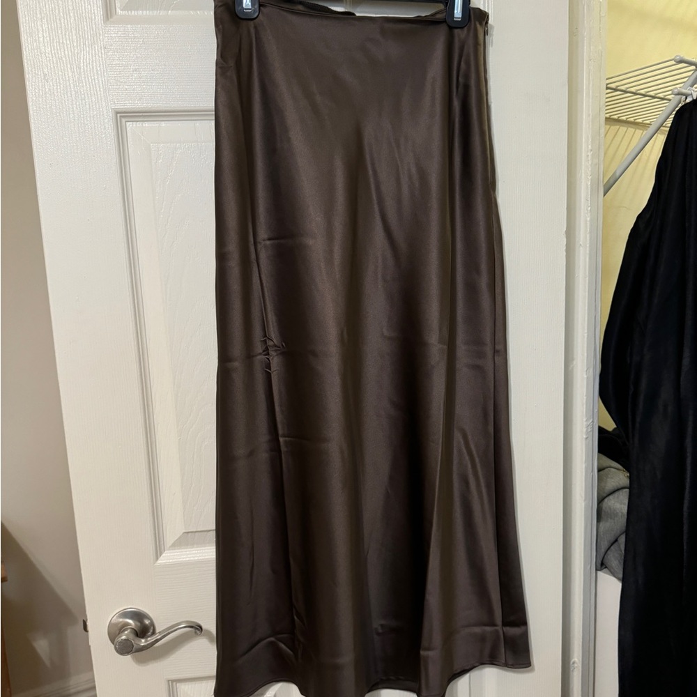 Na-kd fashion brown satin maxi skirt